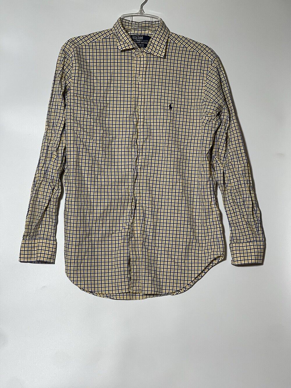Polo Ralph Lauren Stanton Classic Fit Button Up Shirt L Plaid Blue Pony Preppy